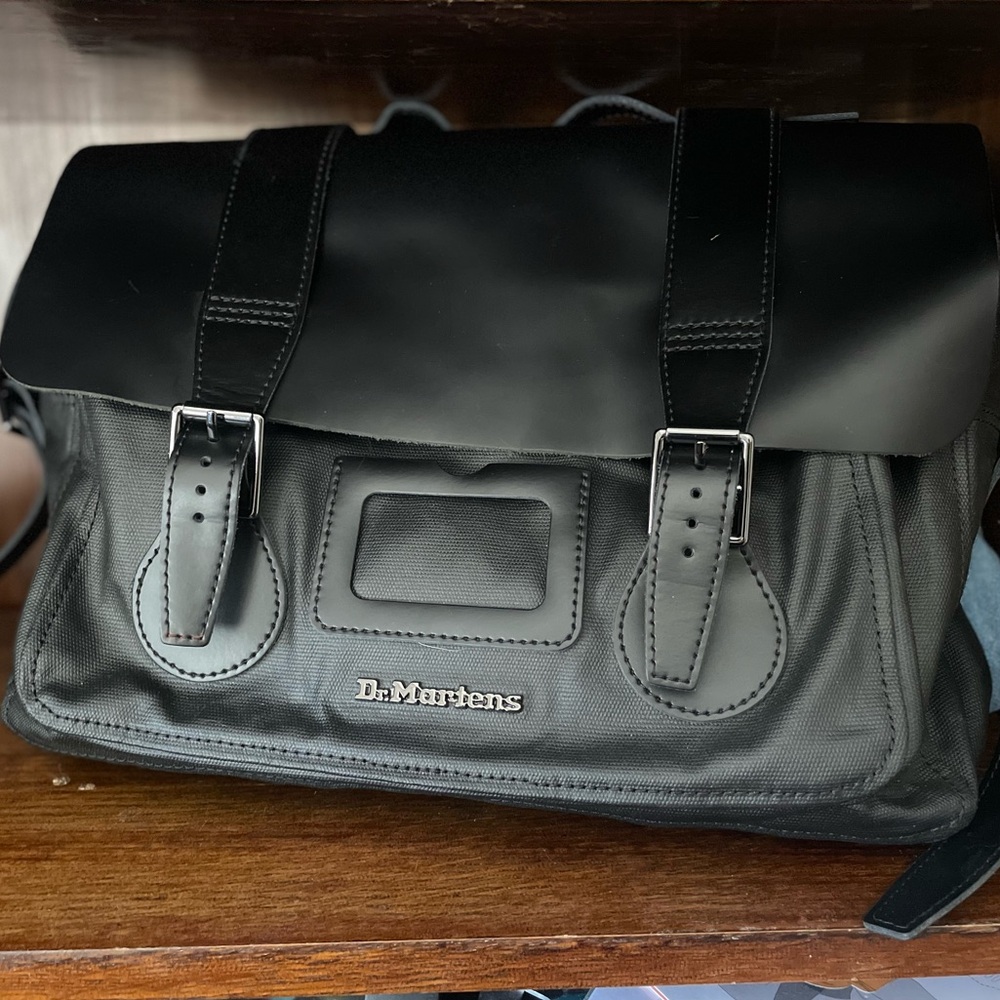 Dr. Martens Black Leather Messenger Bag